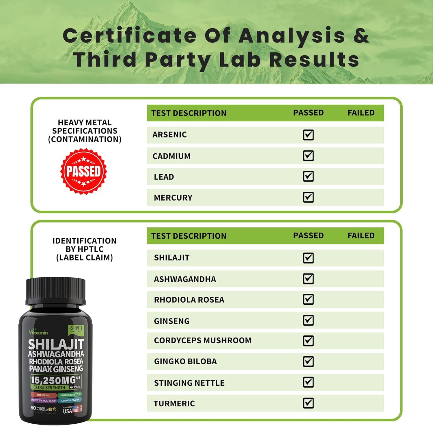 Vitaxmin 8-in-1 Shilajit Supplement – Extra Strength Energy, Stress & Vitality Formula - Image 6