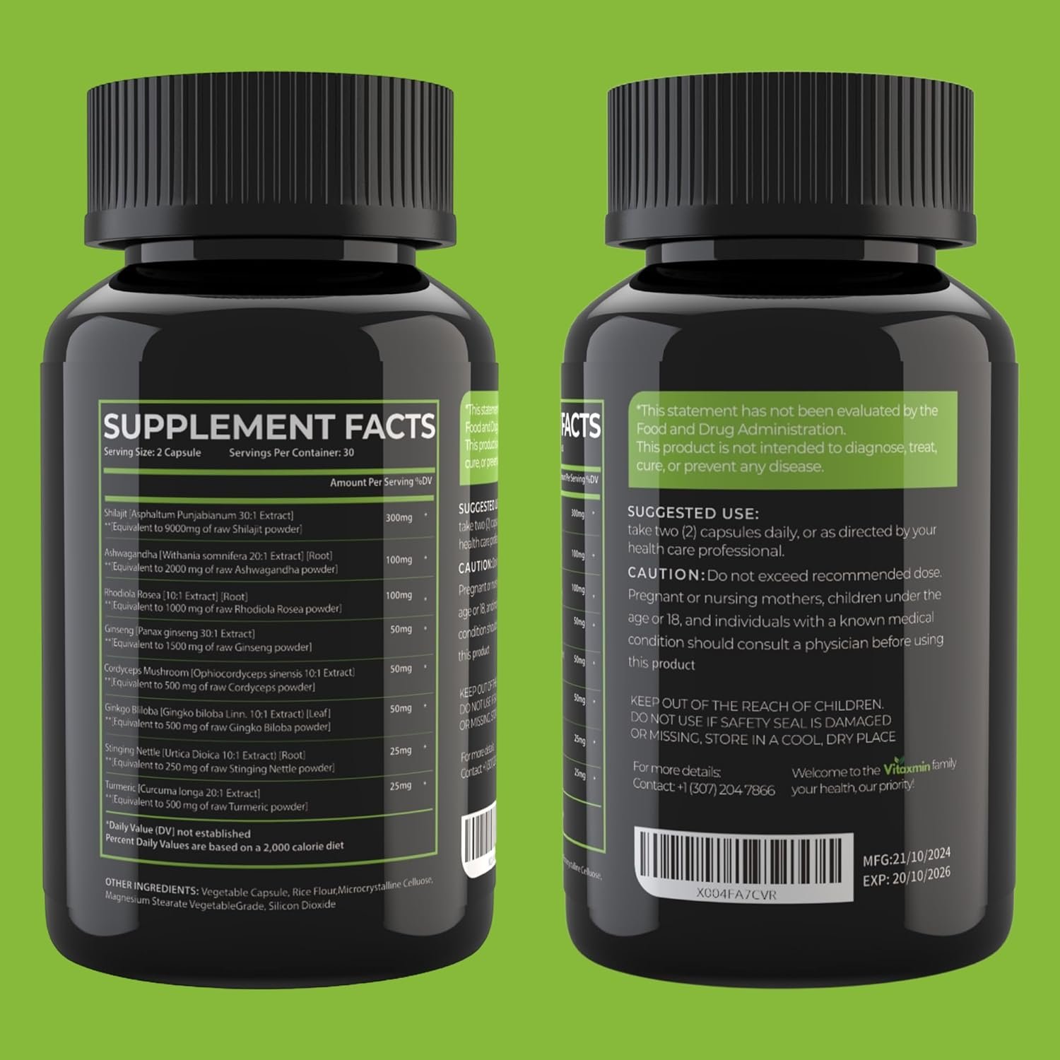 Vitaxmin 8-in-1 Shilajit Supplement – Extra Strength Energy, Stress & Vitality Formula - Image 2