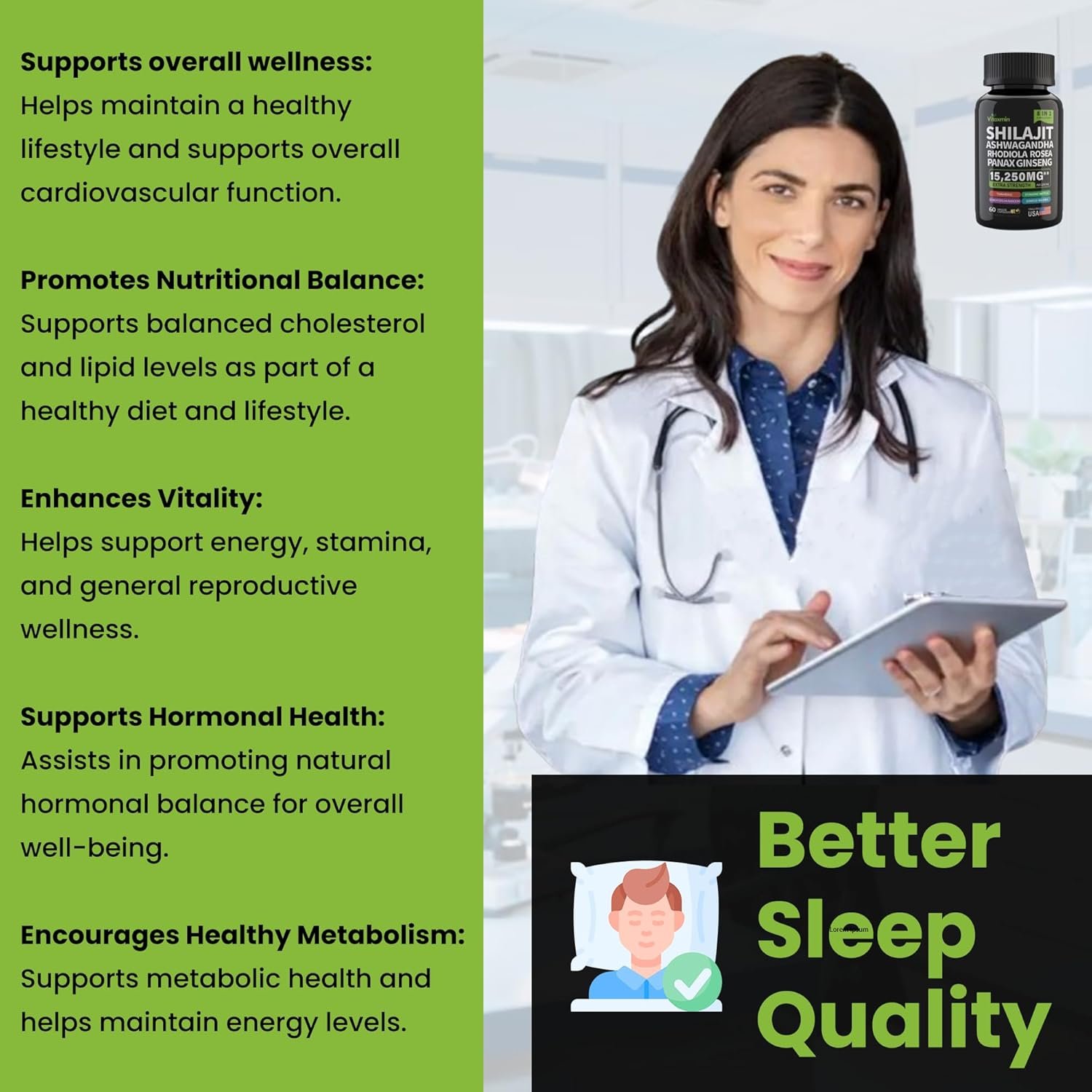 Vitaxmin 8-in-1 Shilajit Supplement – Extra Strength Energy, Stress & Vitality Formula - Image 3