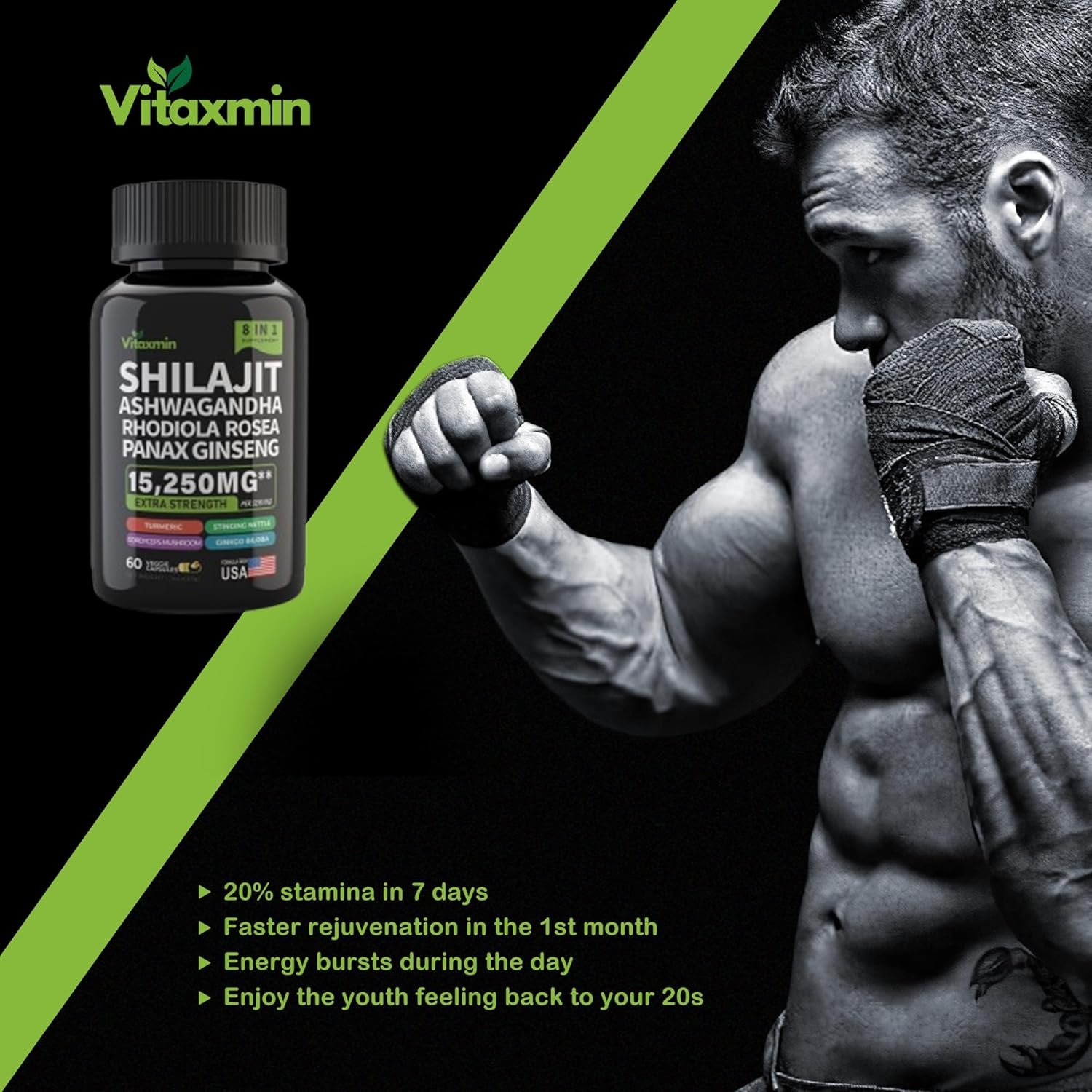 Vitaxmin 8-in-1 Shilajit Supplement – Extra Strength Energy, Stress & Vitality Formula - Image 5