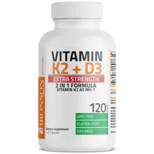 Bronson Vitamin K2 (MK7) with D3 Supplement Extra Strength 2 in 1 Support